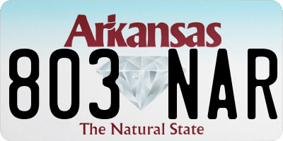 AR license plate 803NAR