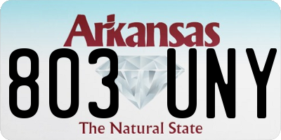 AR license plate 803UNY