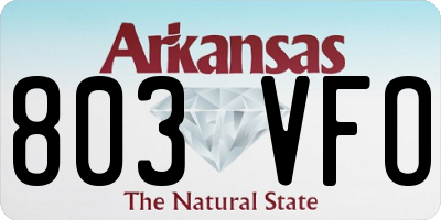 AR license plate 803VFO