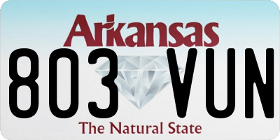 AR license plate 803VUN