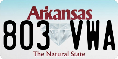 AR license plate 803VWA