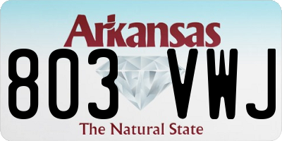 AR license plate 803VWJ
