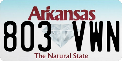 AR license plate 803VWN