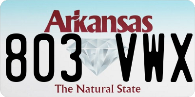 AR license plate 803VWX