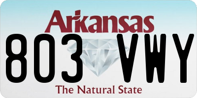 AR license plate 803VWY
