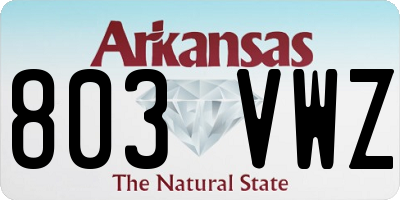 AR license plate 803VWZ