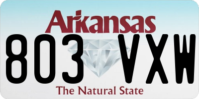 AR license plate 803VXW