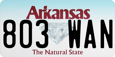 AR license plate 803WAN