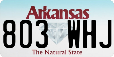 AR license plate 803WHJ