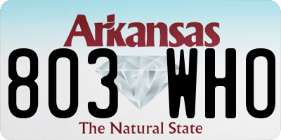 AR license plate 803WHO