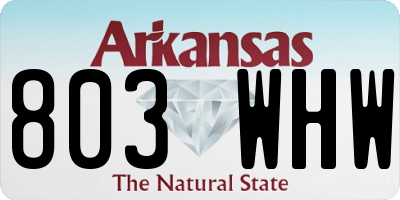 AR license plate 803WHW