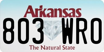 AR license plate 803WRO