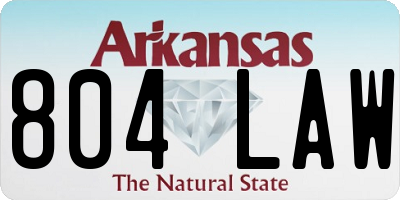 AR license plate 804LAW