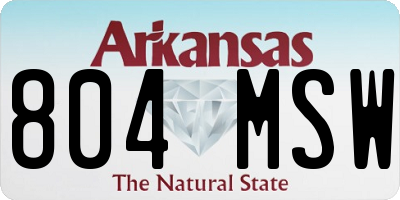 AR license plate 804MSW