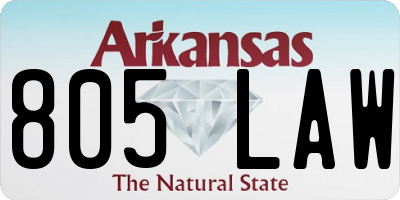 AR license plate 805LAW