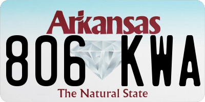 AR license plate 806KWA