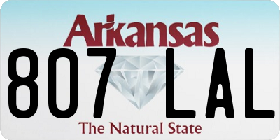 AR license plate 807LAL
