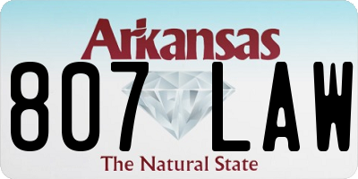AR license plate 807LAW
