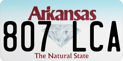 AR license plate 807LCA