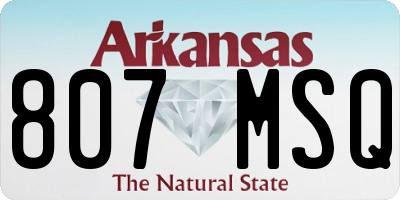 AR license plate 807MSQ