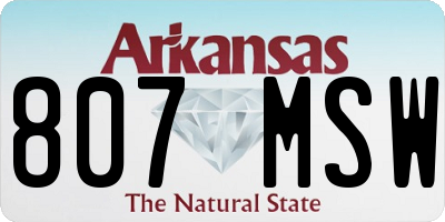 AR license plate 807MSW