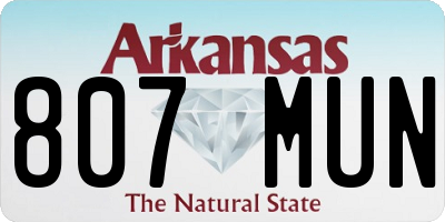 AR license plate 807MUN