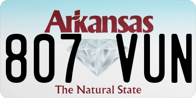 AR license plate 807VUN