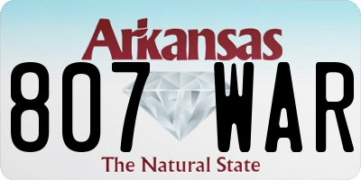 AR license plate 807WAR