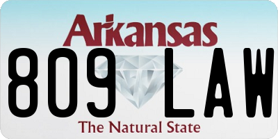 AR license plate 809LAW