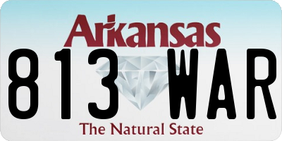AR license plate 813WAR