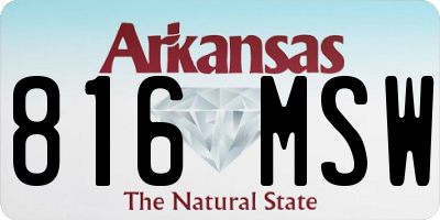 AR license plate 816MSW