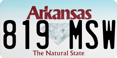 AR license plate 819MSW