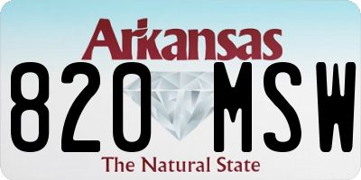 AR license plate 820MSW
