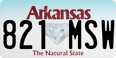 AR license plate 821MSW