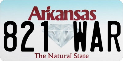 AR license plate 821WAR