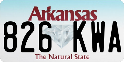 AR license plate 826KWA