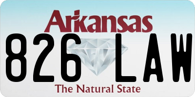 AR license plate 826LAW