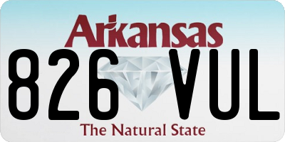 AR license plate 826VUL