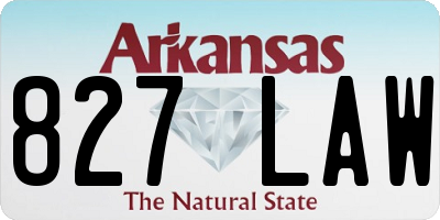AR license plate 827LAW