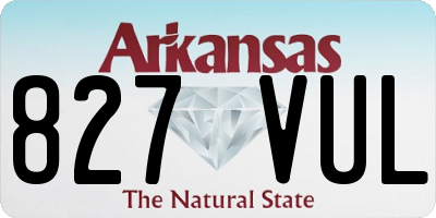 AR license plate 827VUL