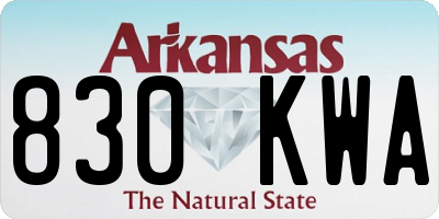 AR license plate 830KWA