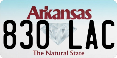 AR license plate 830LAC