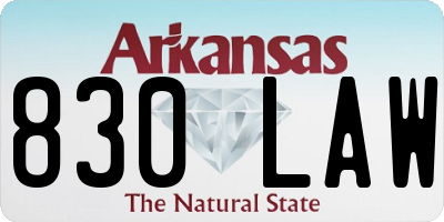 AR license plate 830LAW