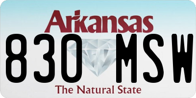 AR license plate 830MSW