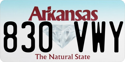 AR license plate 830VWY