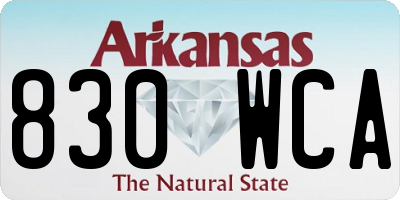 AR license plate 830WCA