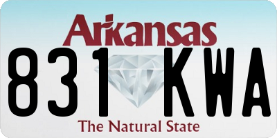 AR license plate 831KWA
