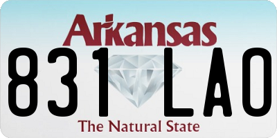 AR license plate 831LAO