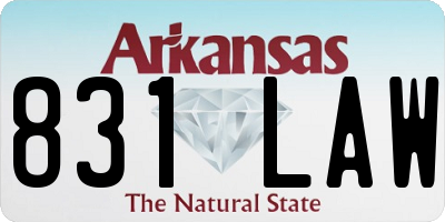 AR license plate 831LAW