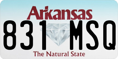 AR license plate 831MSQ